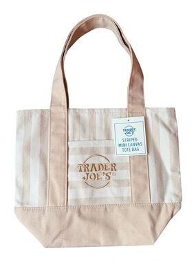 Trader Joe’s Desert Sand Striped Mini Canvas Tote Bag